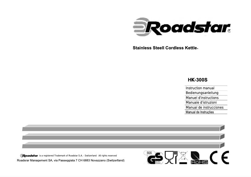 Page 1 de la notice Manuel utilisateur Roadstar HK-300S