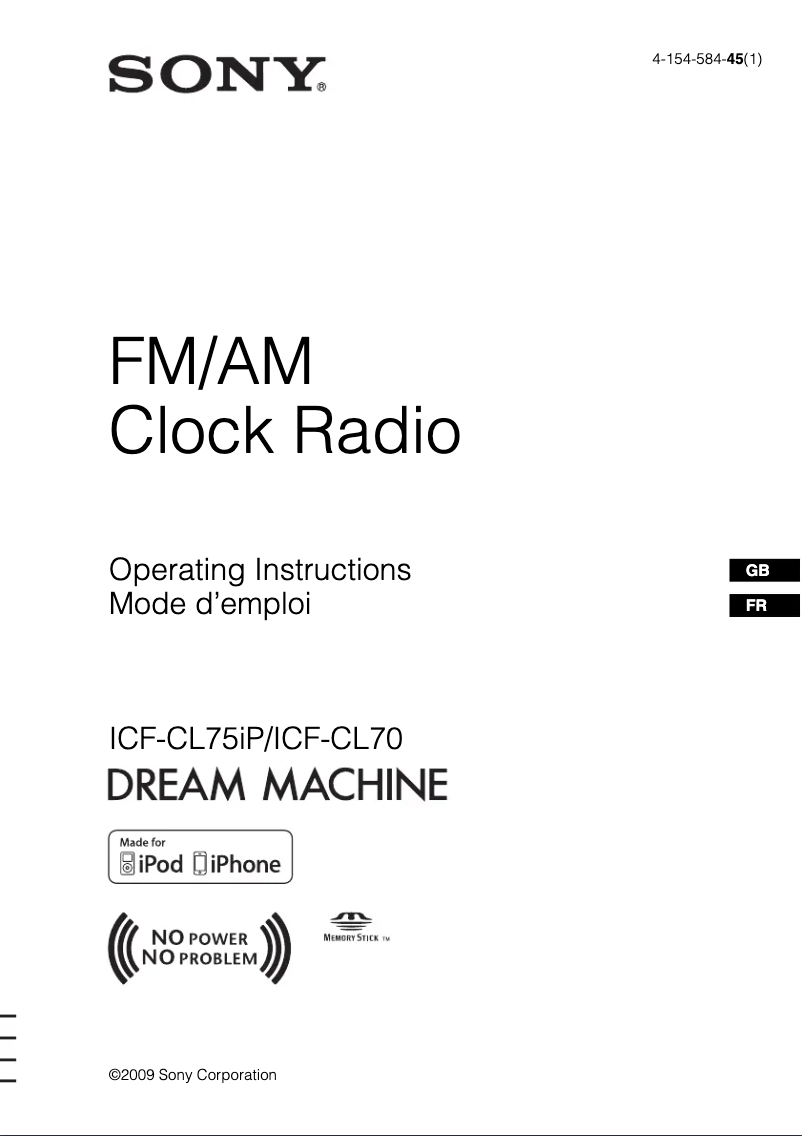 Image de la première page du manuel de l'appareil ICF-CL70
