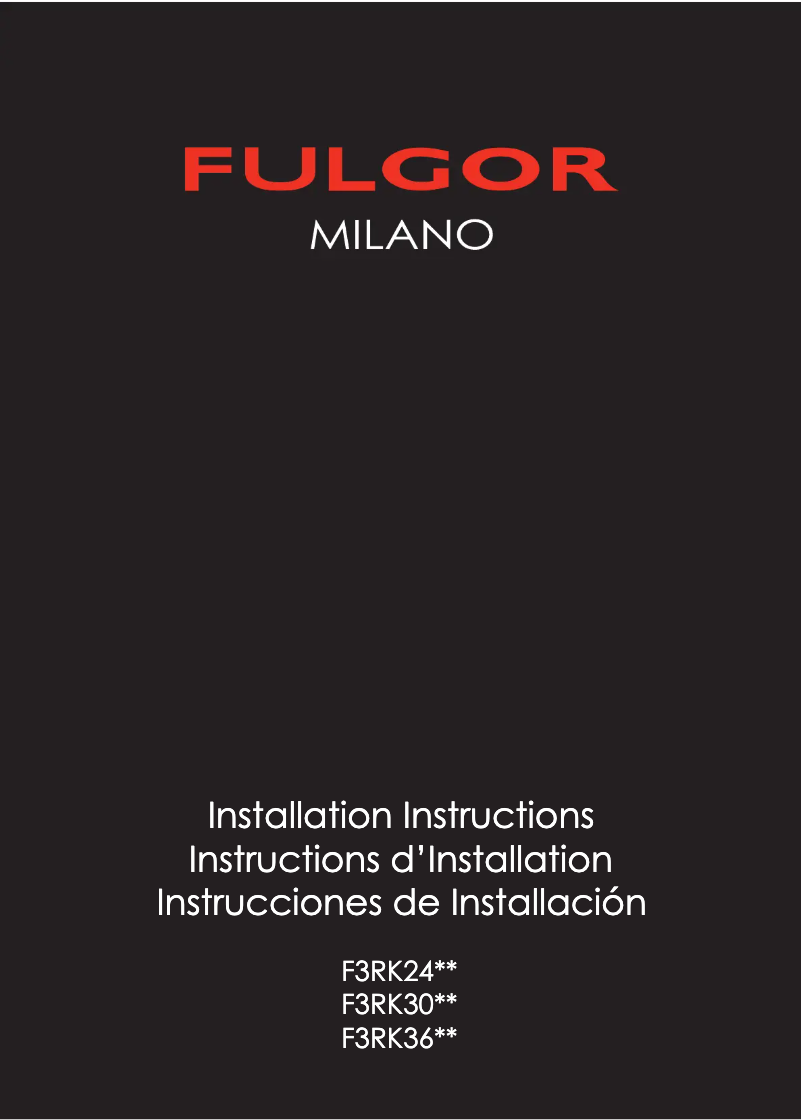 Page n°1 - Guide d'installation Fulgor Milano F3RK24S2