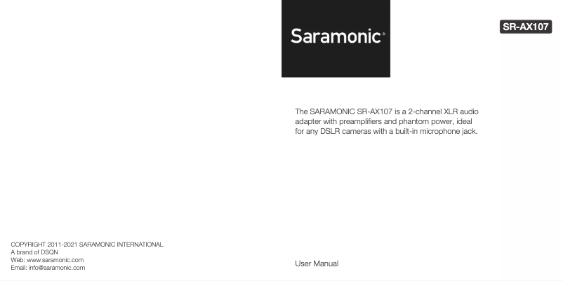 Page 1 de la notice Manuel utilisateur Saramonic SR-AX107