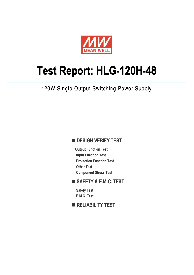 Page n°1 - Fiche technique Mean Well HLG-120H-48