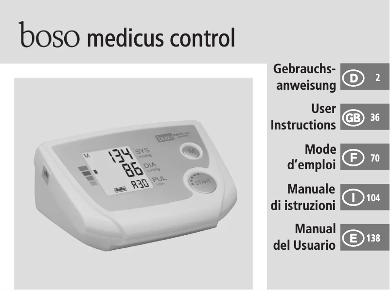 Image de la première page du manuel de l'appareil Medicus Control