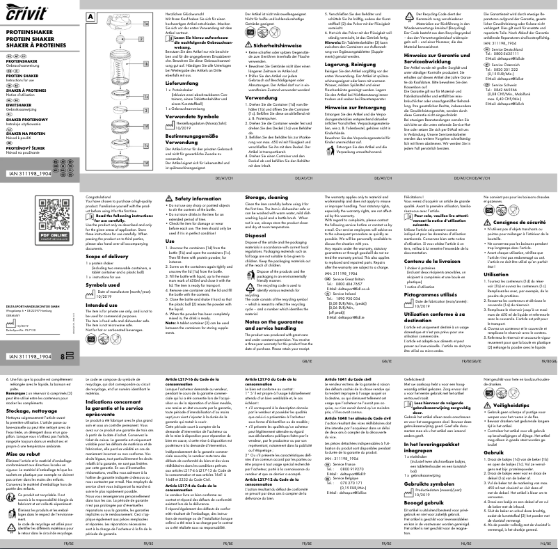 Page n°1 - Manuel utilisateur Crivit IAN 311198