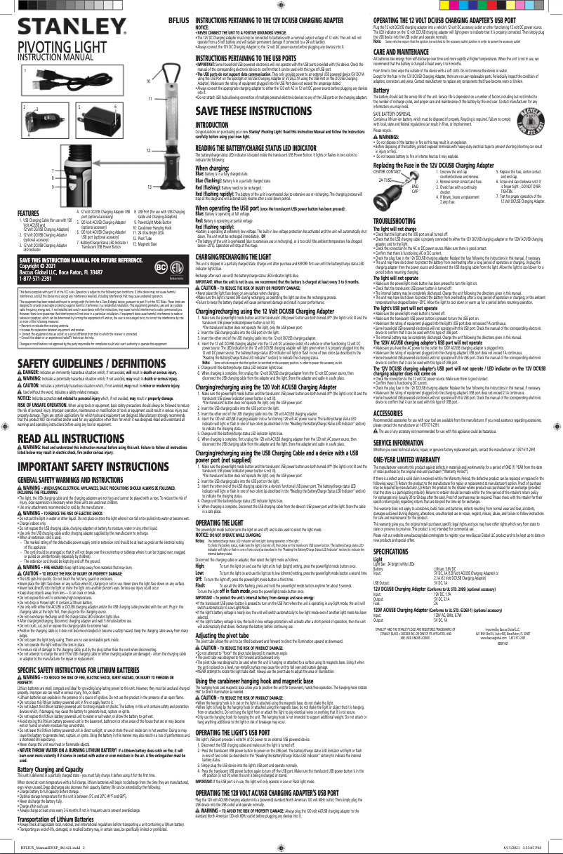 Page n°1 - Manuel utilisateur Stanley BFLIUS