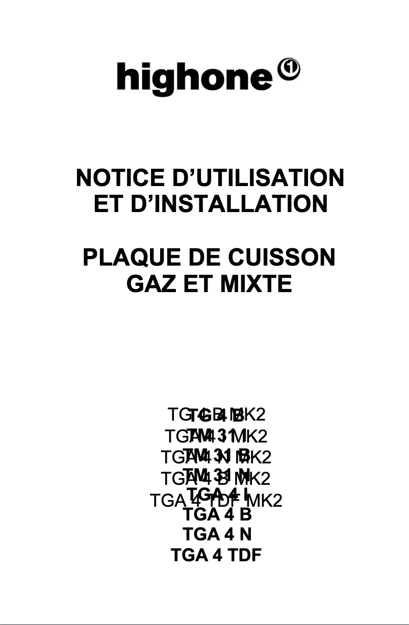 Image de la première page du manuel de l'appareil TGA 4 I MK2