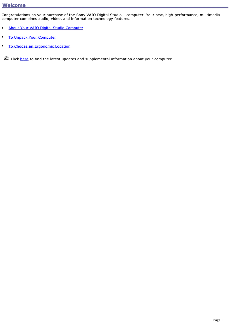 Página 1 del manual Manual de usuario Sony Vaio PCV-RX742