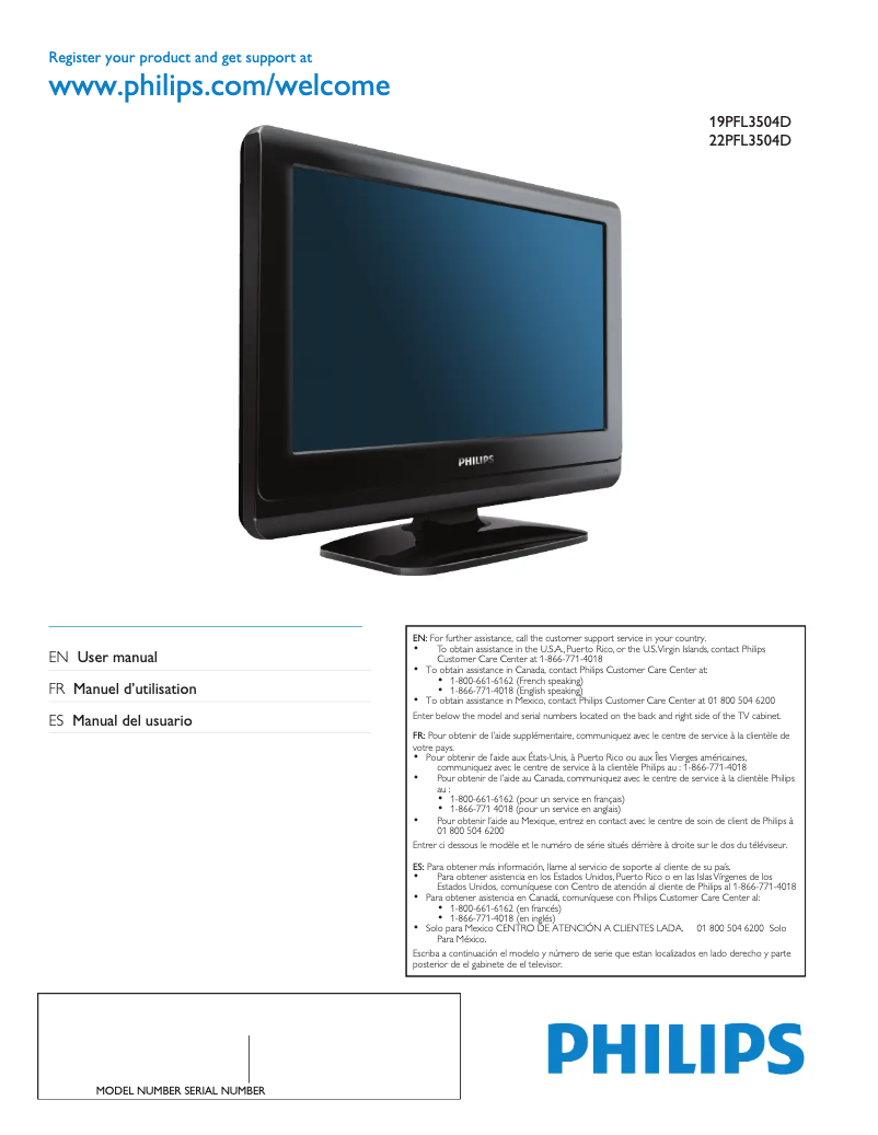 Page n°1 - Manuel utilisateur Philips 19PFL3504D