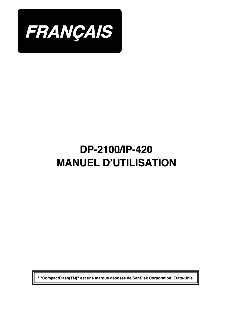 Page n°1 - Manuel utilisateur Juki IP-420