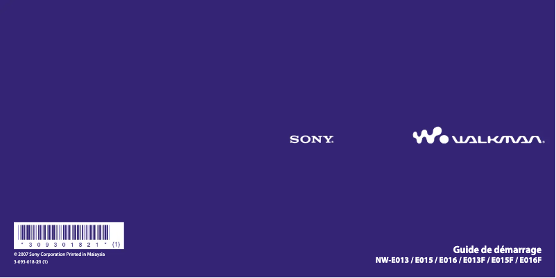 Image de la première page du manuel de l'appareil NW-E015