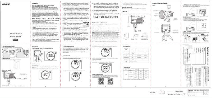 Page 1 de la notice Manuel utilisateur Aputure amaran 100d