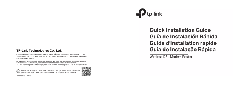 Page 1 de la notice Guide d'installation TP-Link TD-W8968