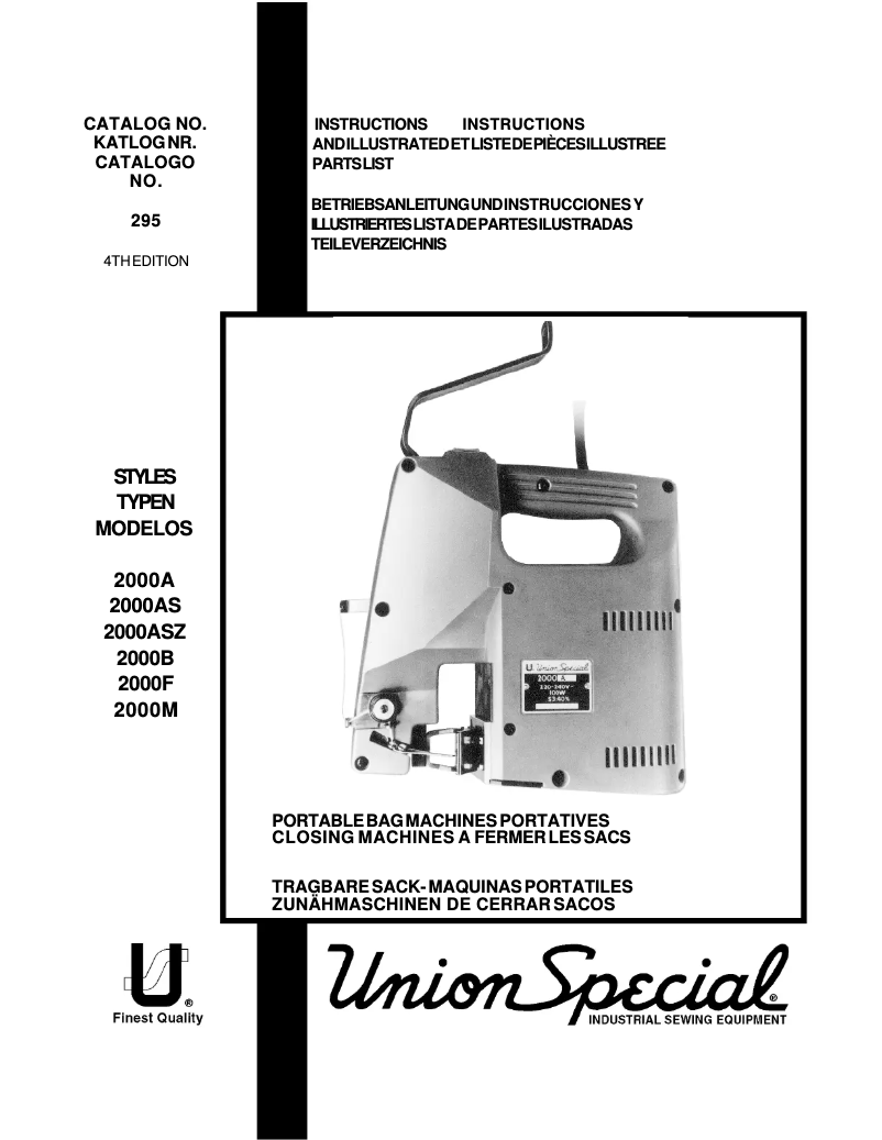 Page 1 de la notice Manuel utilisateur Union Special 2000AS