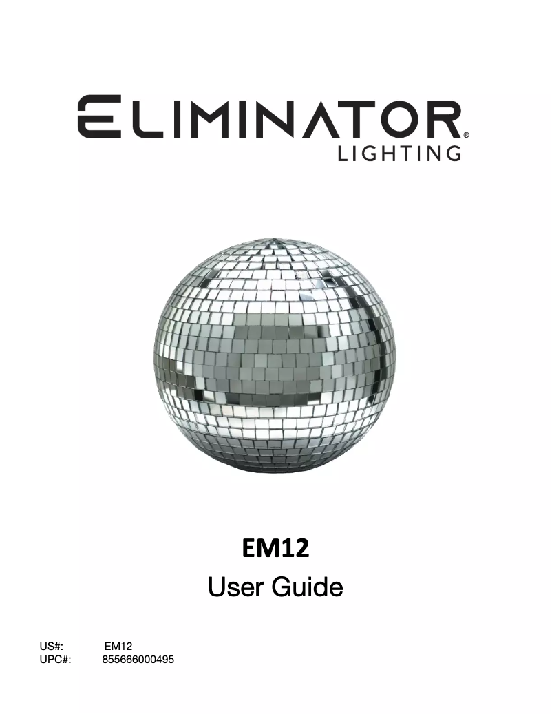 Page n°1 - Manuel utilisateur Eliminator Lighting EM12