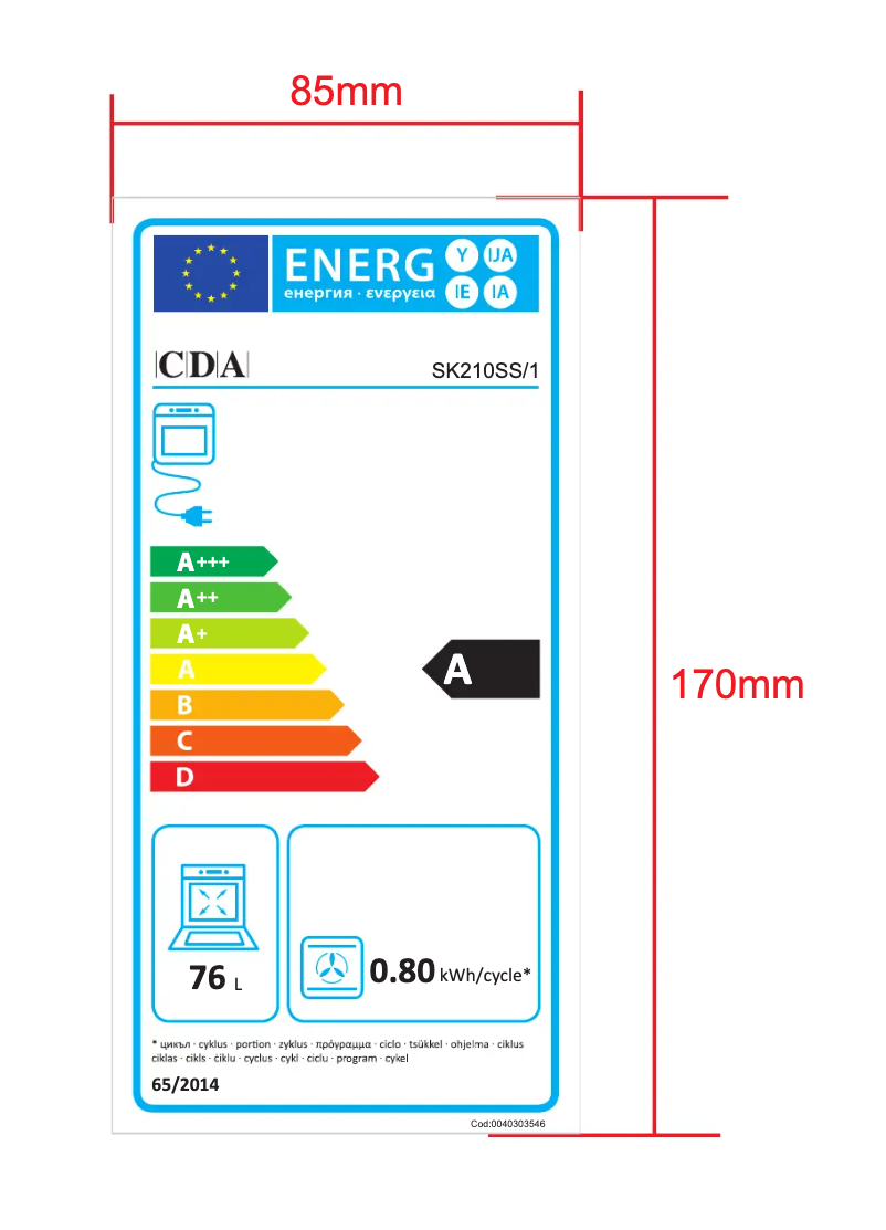 Page n°1 - Label énergétique CDA SK210SS