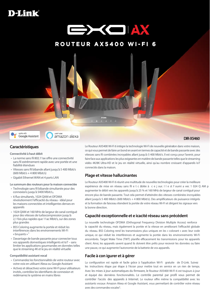 Page n°1 - Fiche technique D-Link DIR-X5460