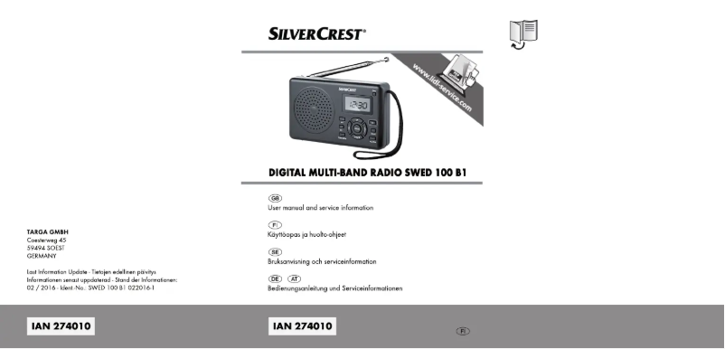 Page 1 de la notice Manuel utilisateur SilverCrest SWED 100 A1