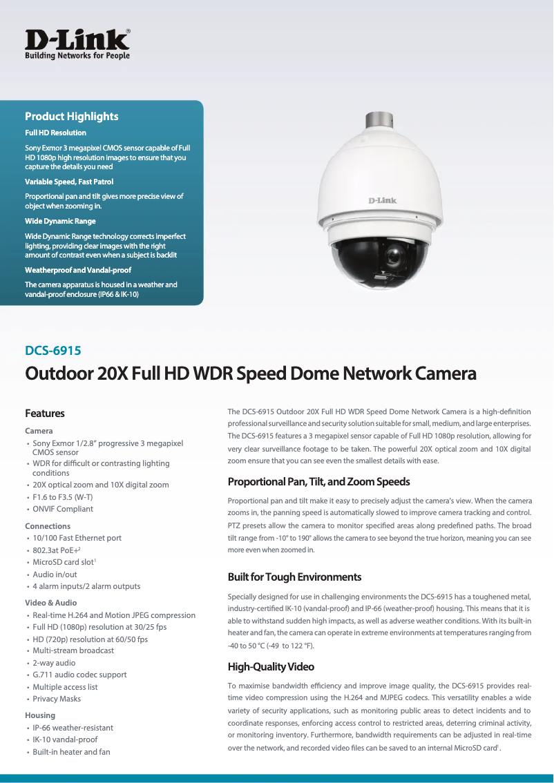 Image de la première page du manuel de l'appareil DCS-6915