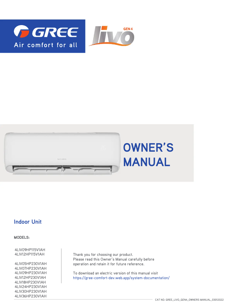 Image de la première page du manuel de l'appareil 4LIV30HP230V1AH