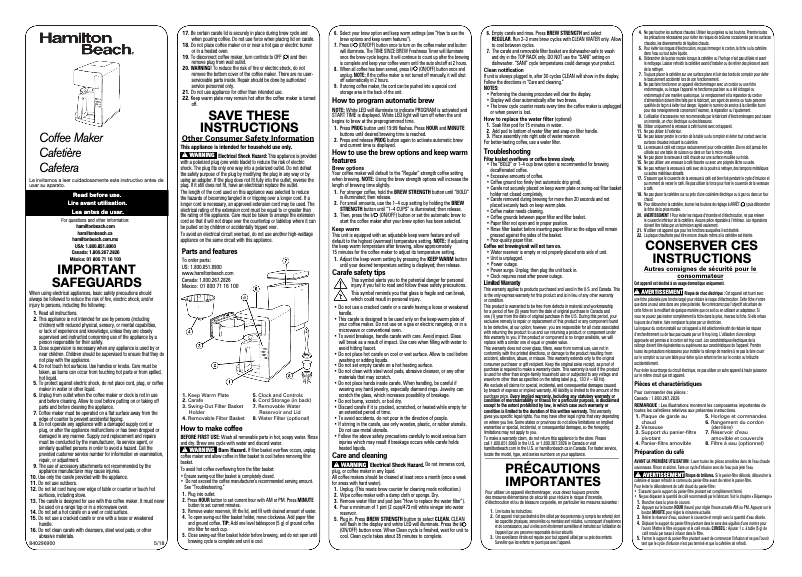 Page n°1 - Manuel utilisateur Hamilton Beach 46203