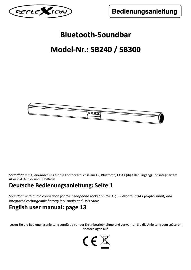 Página 1 del manual Manual de usuario Reflexion SB240
