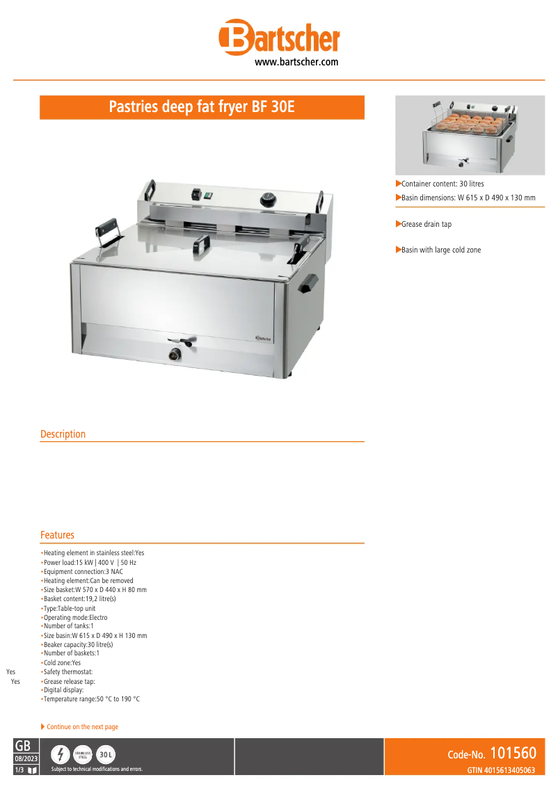 Image de la première page du manuel de l'appareil BF 30E