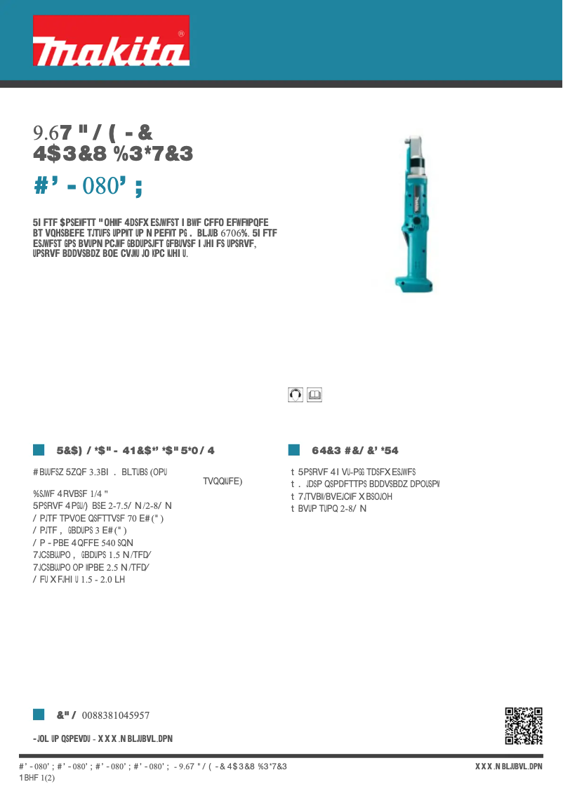 Page 1 de la notice Fiche technique Makita BFL080FZ