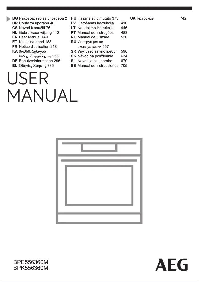 Page 1 de la notice Manuel utilisateur AEG BPK556360M
