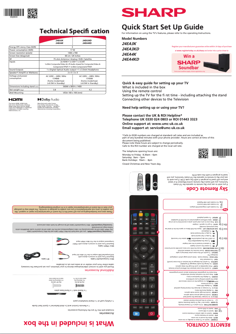 Page 1 de la notice Guide de démarrage rapide Sharp 24EA3K