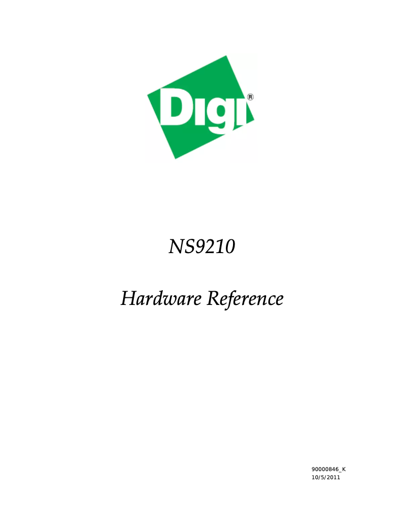 Page 1 of the manual User Manual Digi NS9210