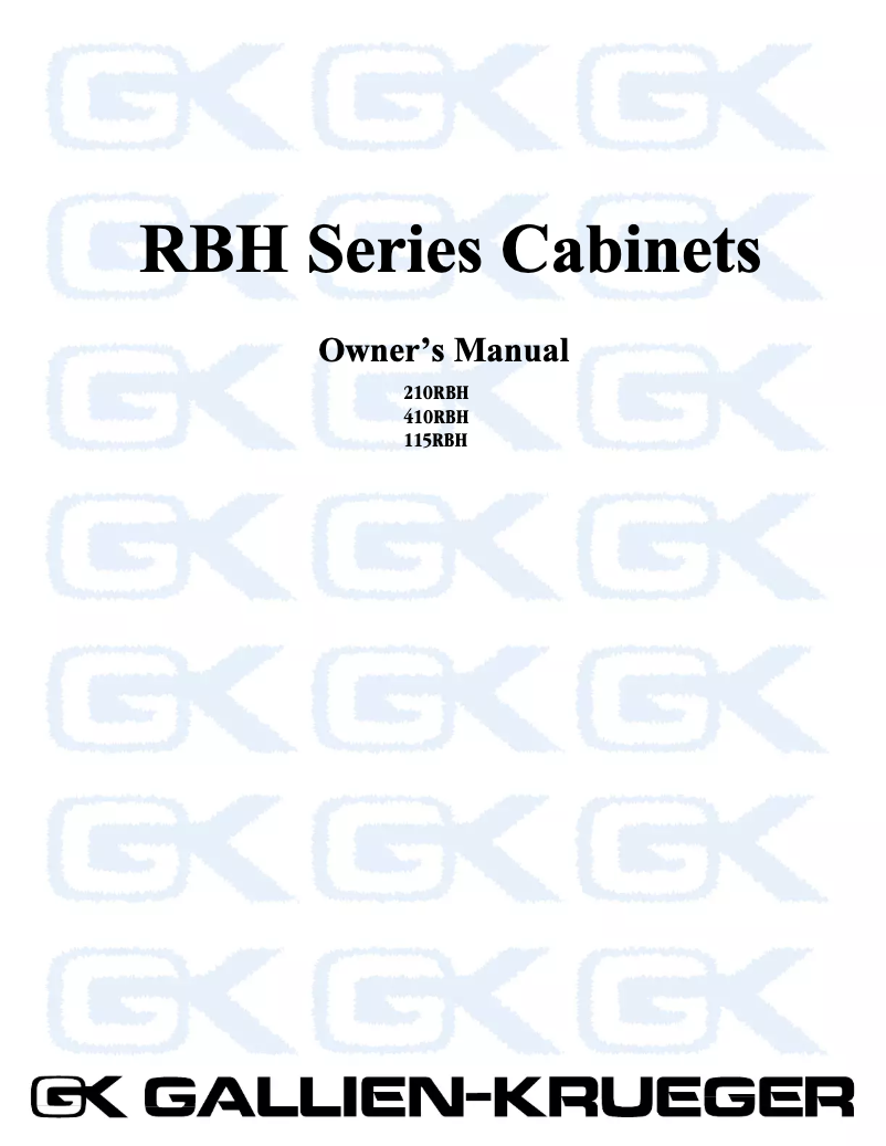 Page n°1 - Manuel utilisateur Gallien-Krueger 115RBH