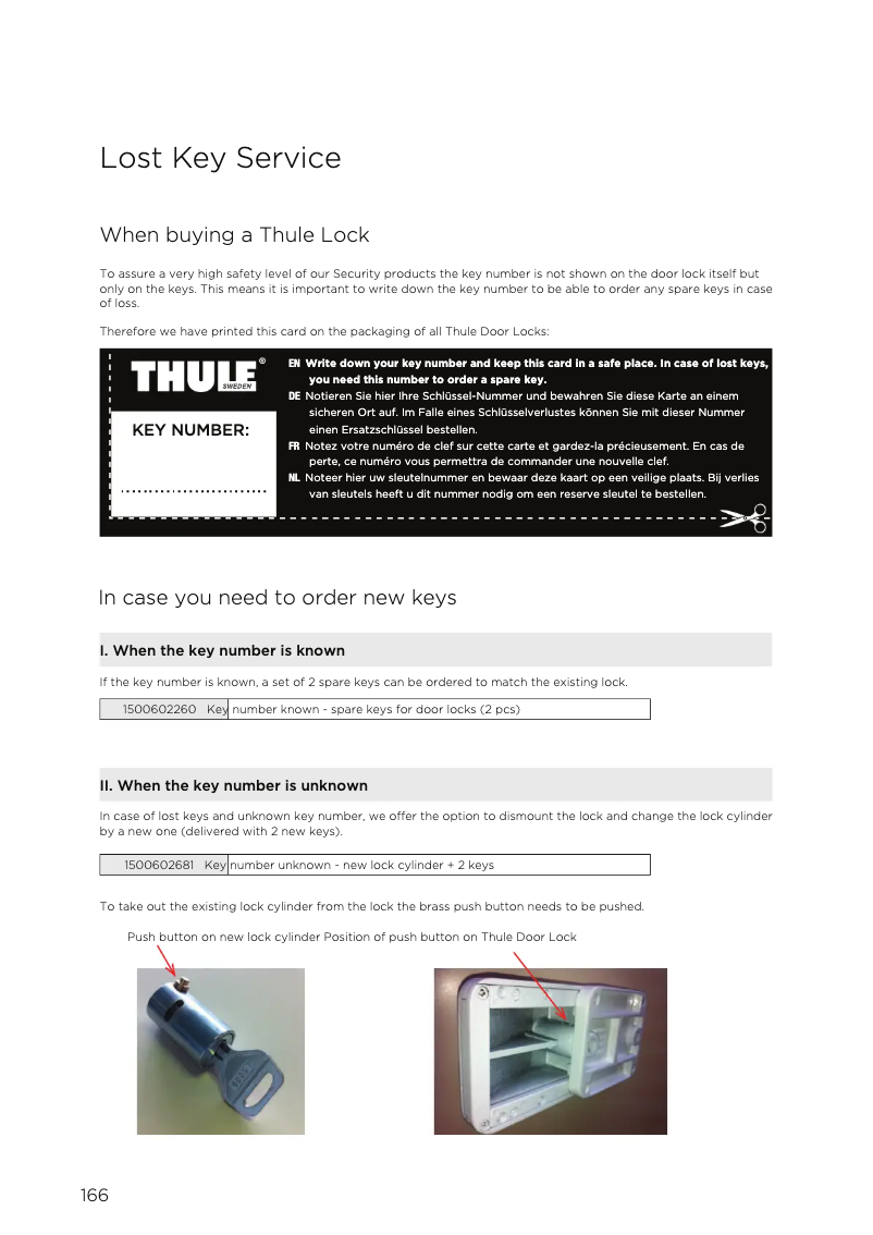 Page 1 de la notice Manuel utilisateur Thule Cab Lock Sprinter 309831