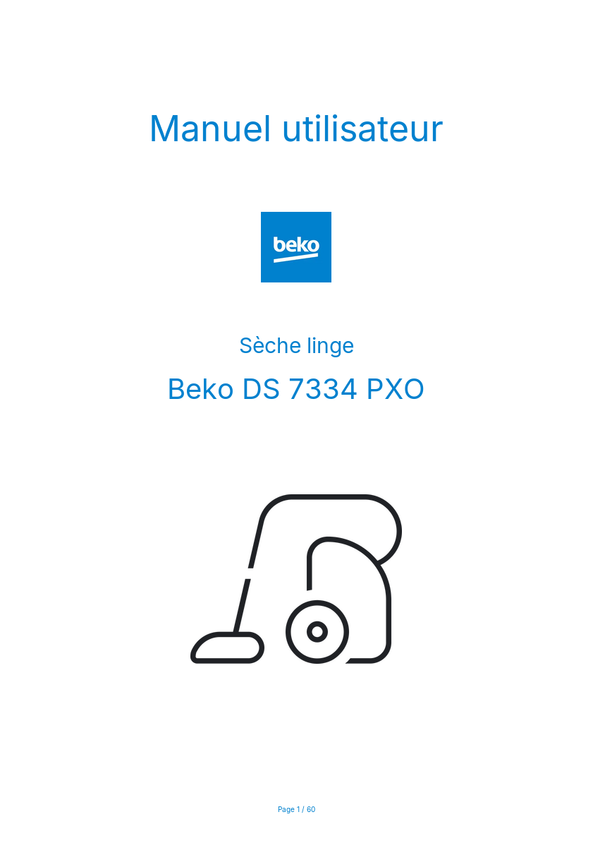 Page n°1 - Manuel utilisateur Beko DS 7334 PXO