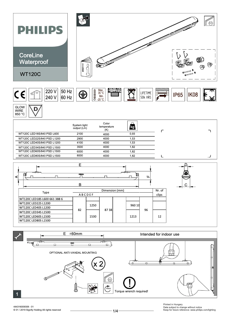 Page 1 of the manual User Manual Philips ColorLine Waterproof WT120C