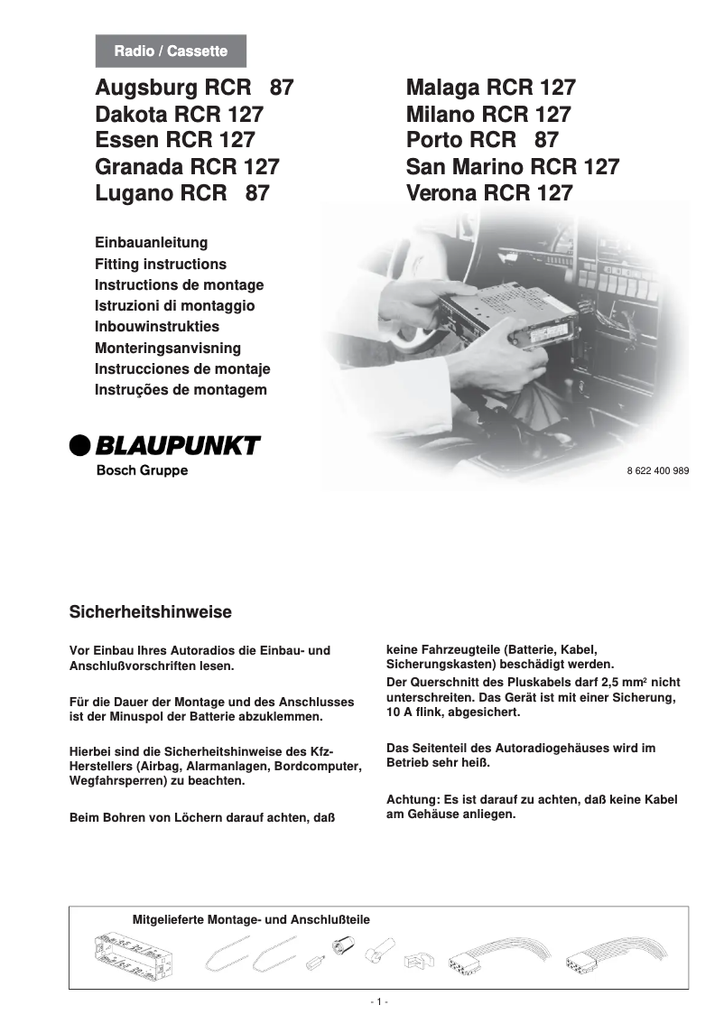Page 1 de la notice Manuel utilisateur Blaupunkt Malaga RCR 127