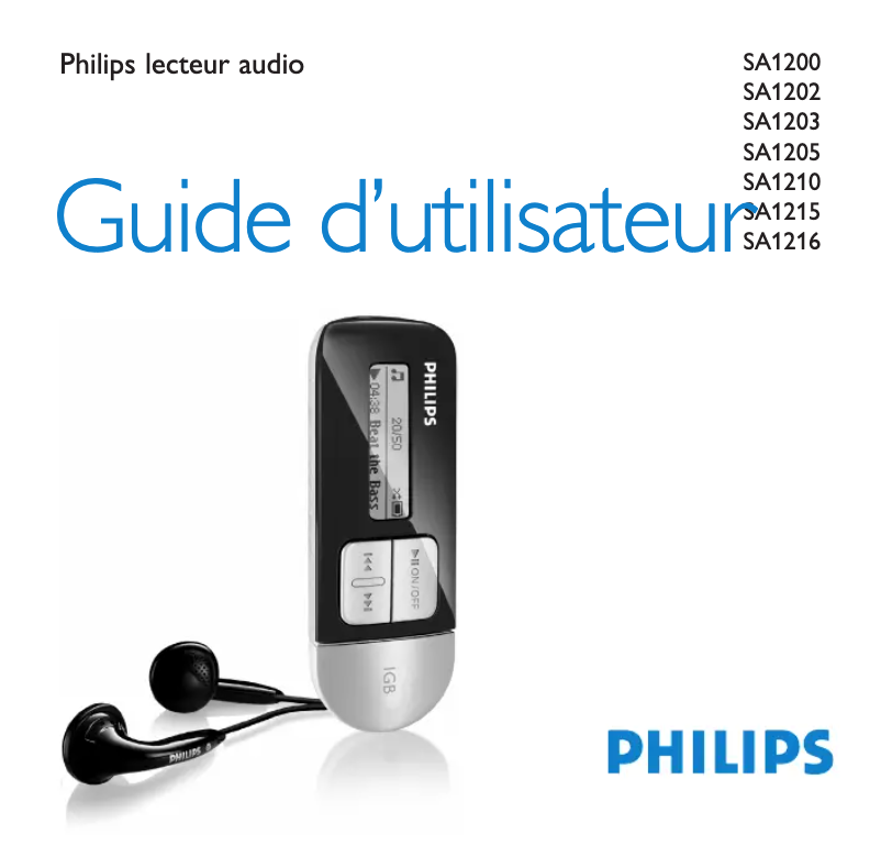Page 1 de la notice Manuel utilisateur Philips SA1210