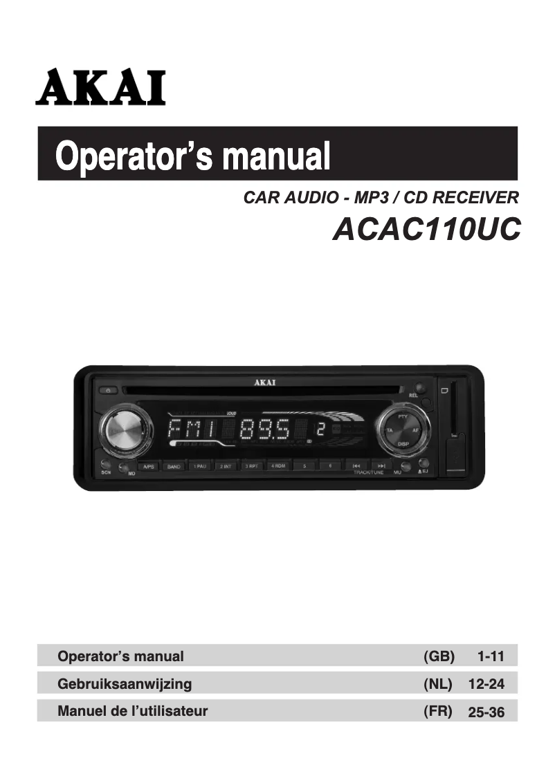 Page n°1 - Manuel utilisateur AKAI ACAC110UC