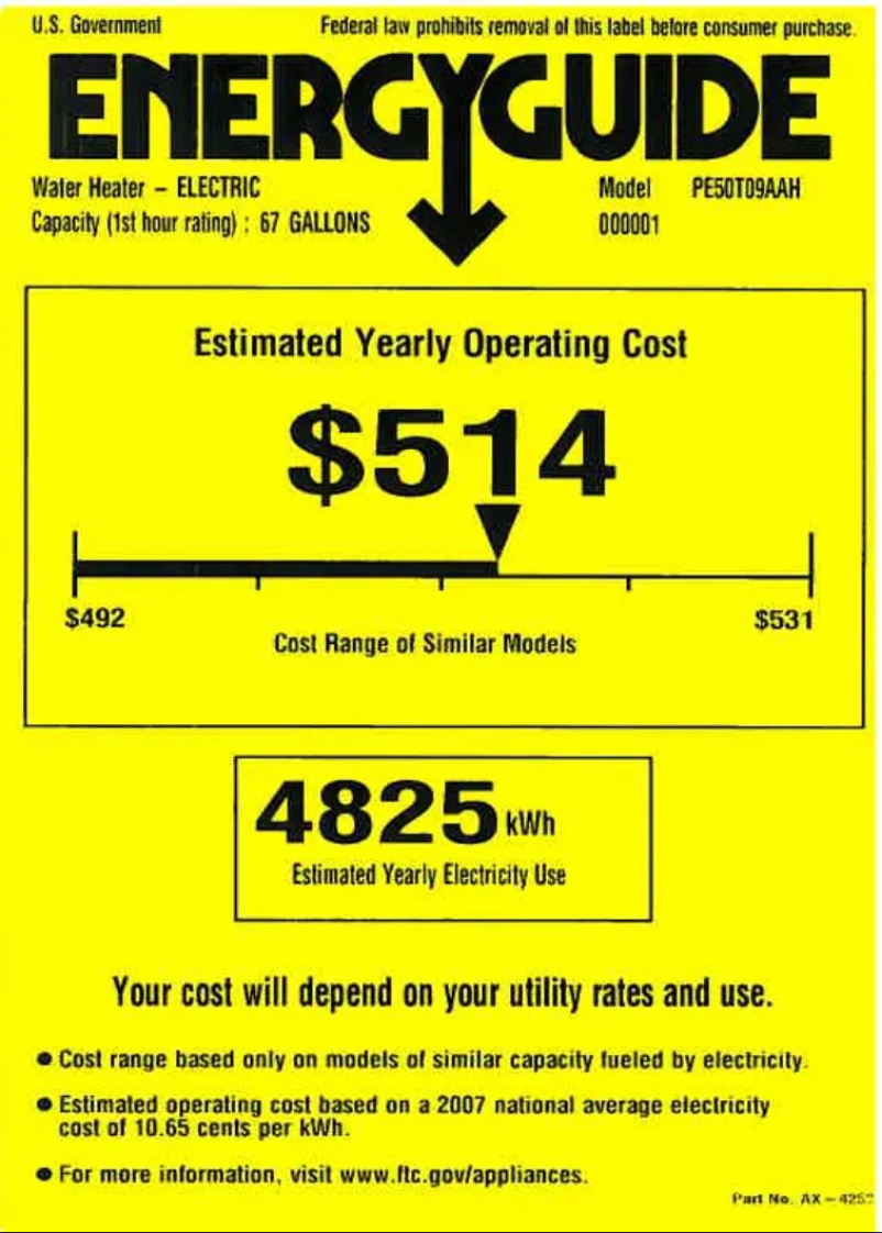 First page image of the manual for PE50T09AAH