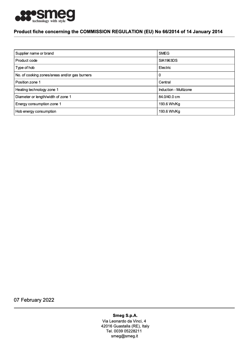 Page n°1 - Brochure Smeg SIA1963DS