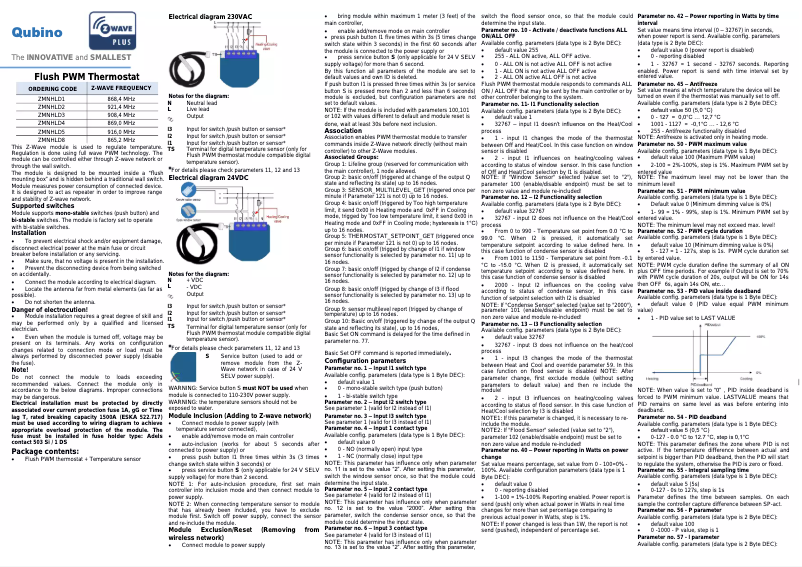 Page 1 de la notice Manuel utilisateur Qubino Flush PWM