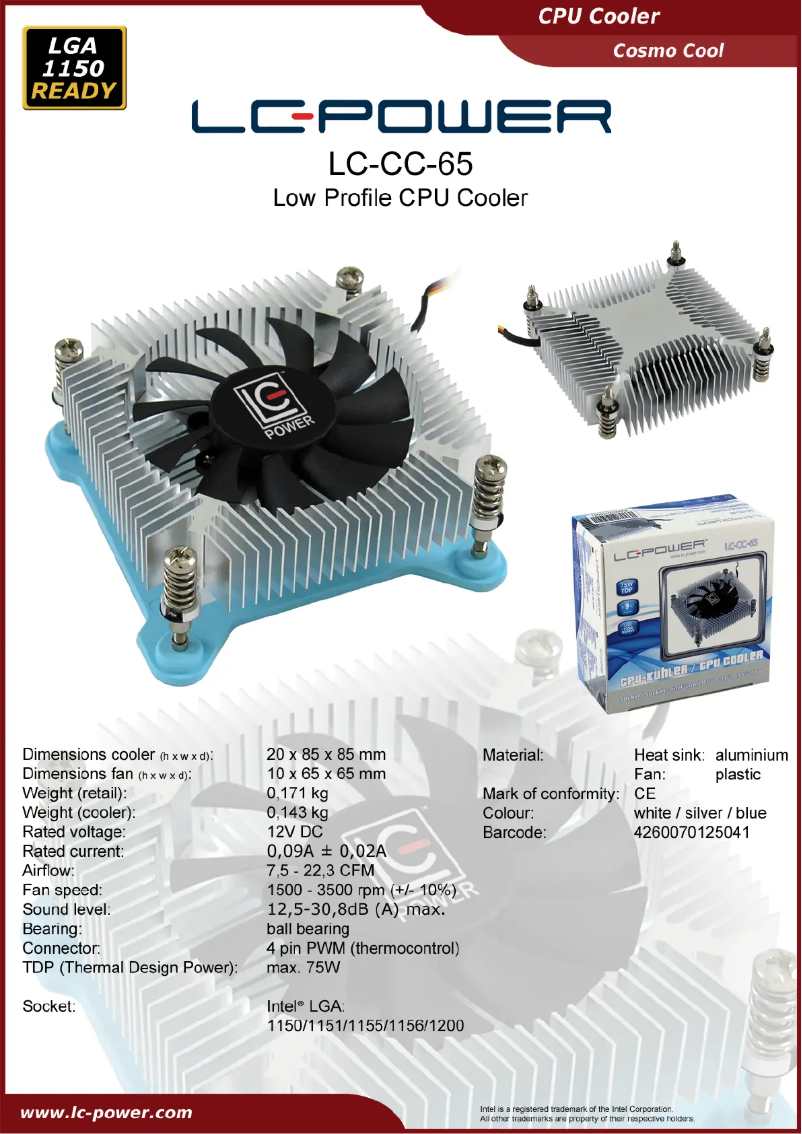 Page 1 de la notice Manuel utilisateur LC-Power LC-CC-65