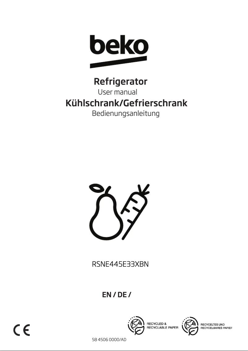 Page 1 de la notice Manuel utilisateur Beko RSNE445E33XBN