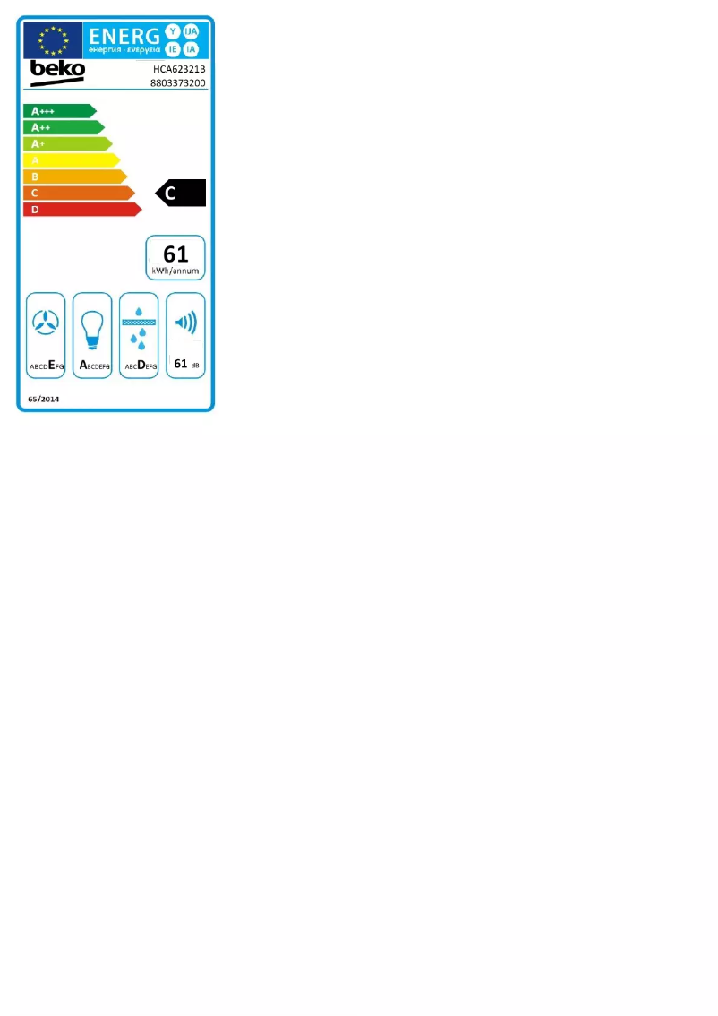 Page 1 de la notice Label énergétique Beko HCA62321B