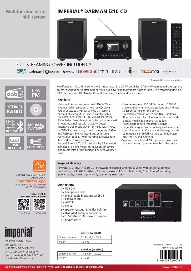 Image de la première page du manuel de l'appareil DABMAN i310 CD