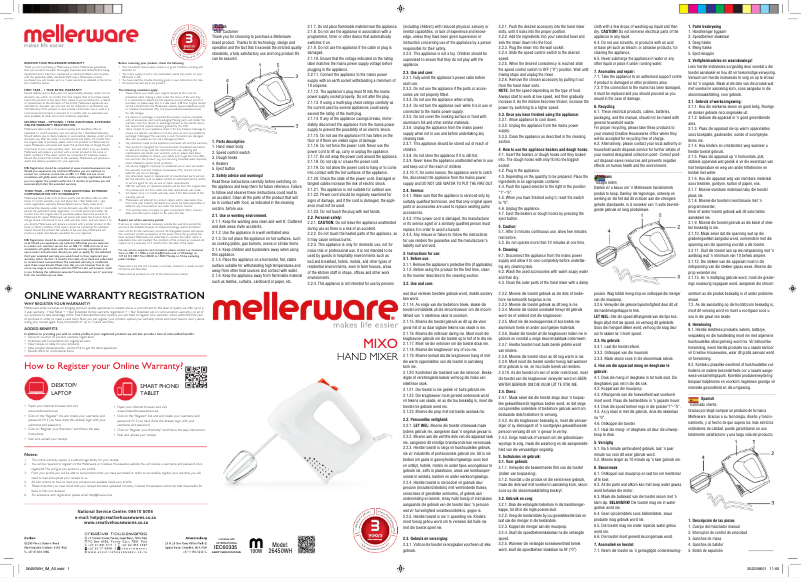 Página 1 del manual Manual de usuario Mellerware Mixo 26450WH