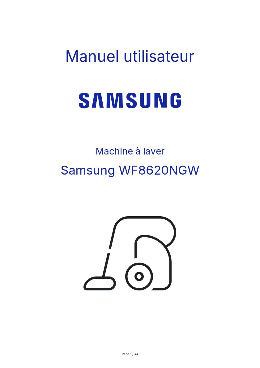 Page n°1 - Manuel utilisateur Samsung WF8620NGW