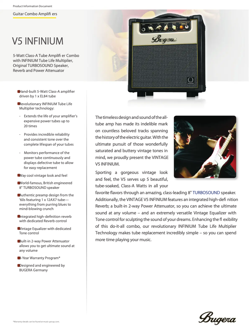 Page n°1 - Fiche technique Bugera V5 Infinium