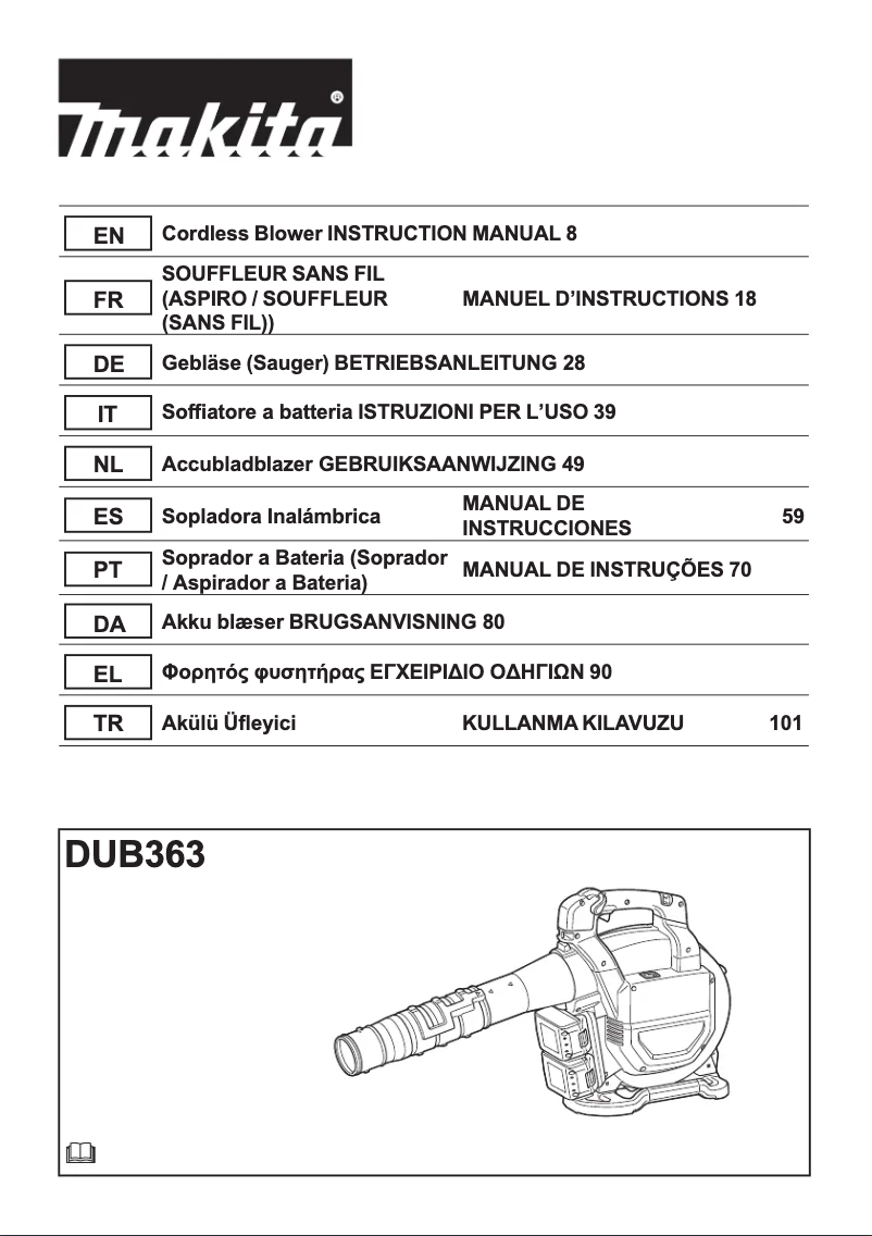 Page 1 de la notice Manuel utilisateur Makita DUB363ZV