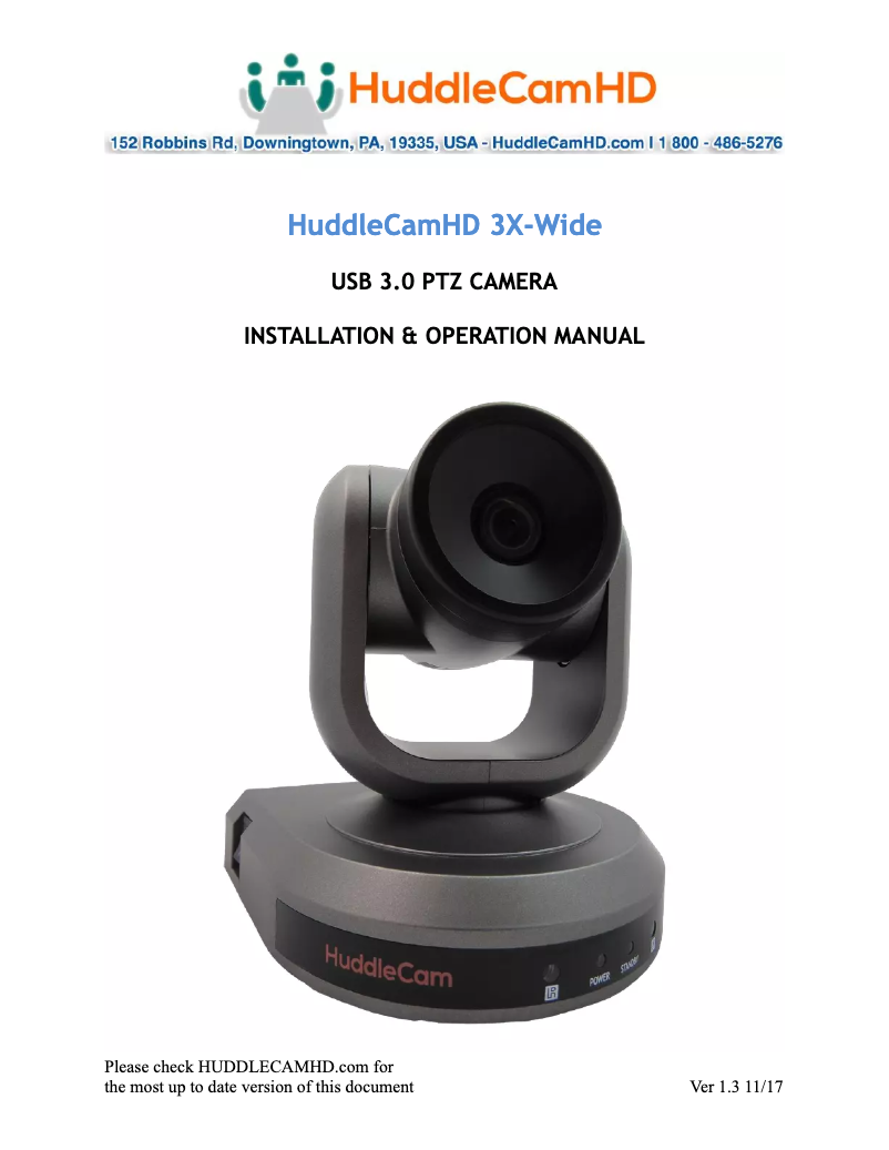 Page 1 de la notice Manuel utilisateur HuddleCamHD 3XW-G2