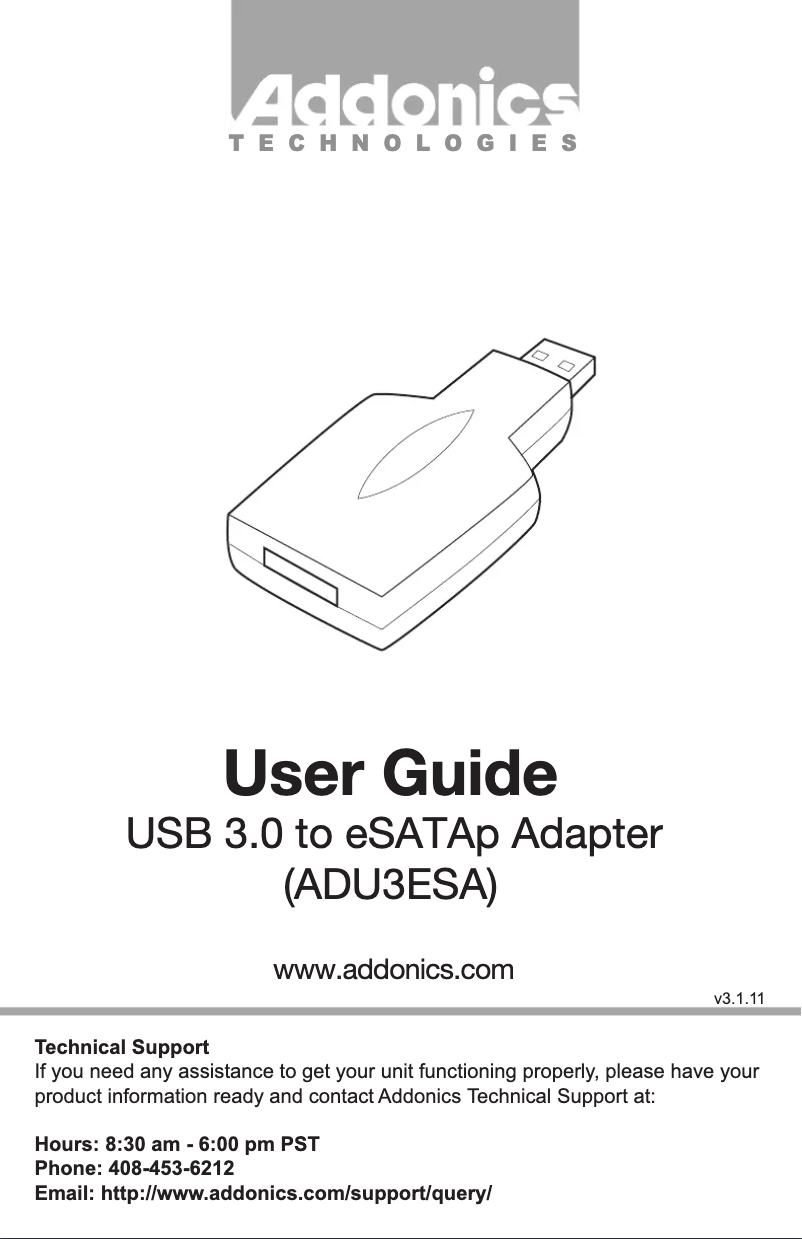 Image de la première page du manuel de l'appareil ADU3ESA