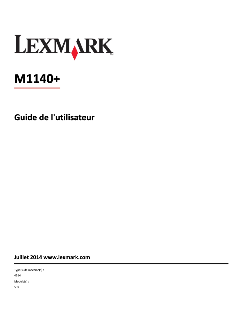Page 1 de la notice Manuel utilisateur Lexmark M1140